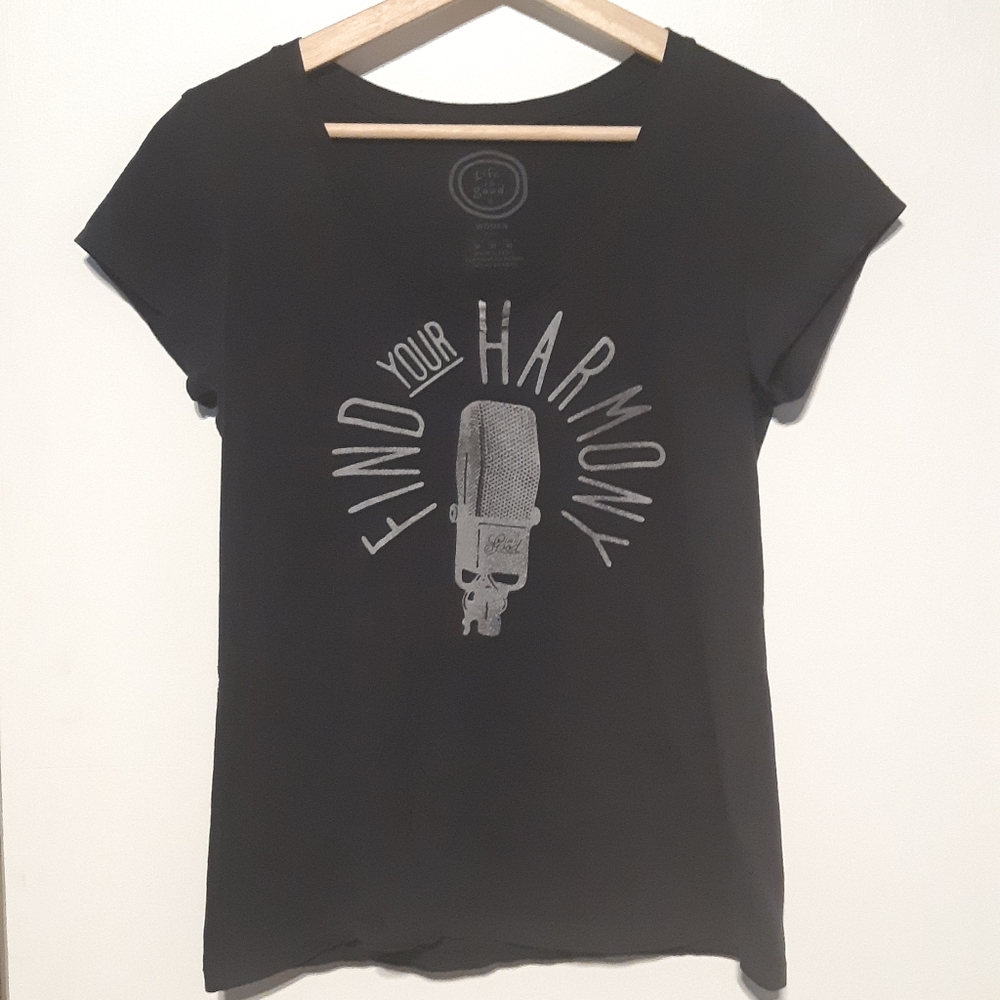 Life Is Good | Dark Navy Microphone V-neck…
